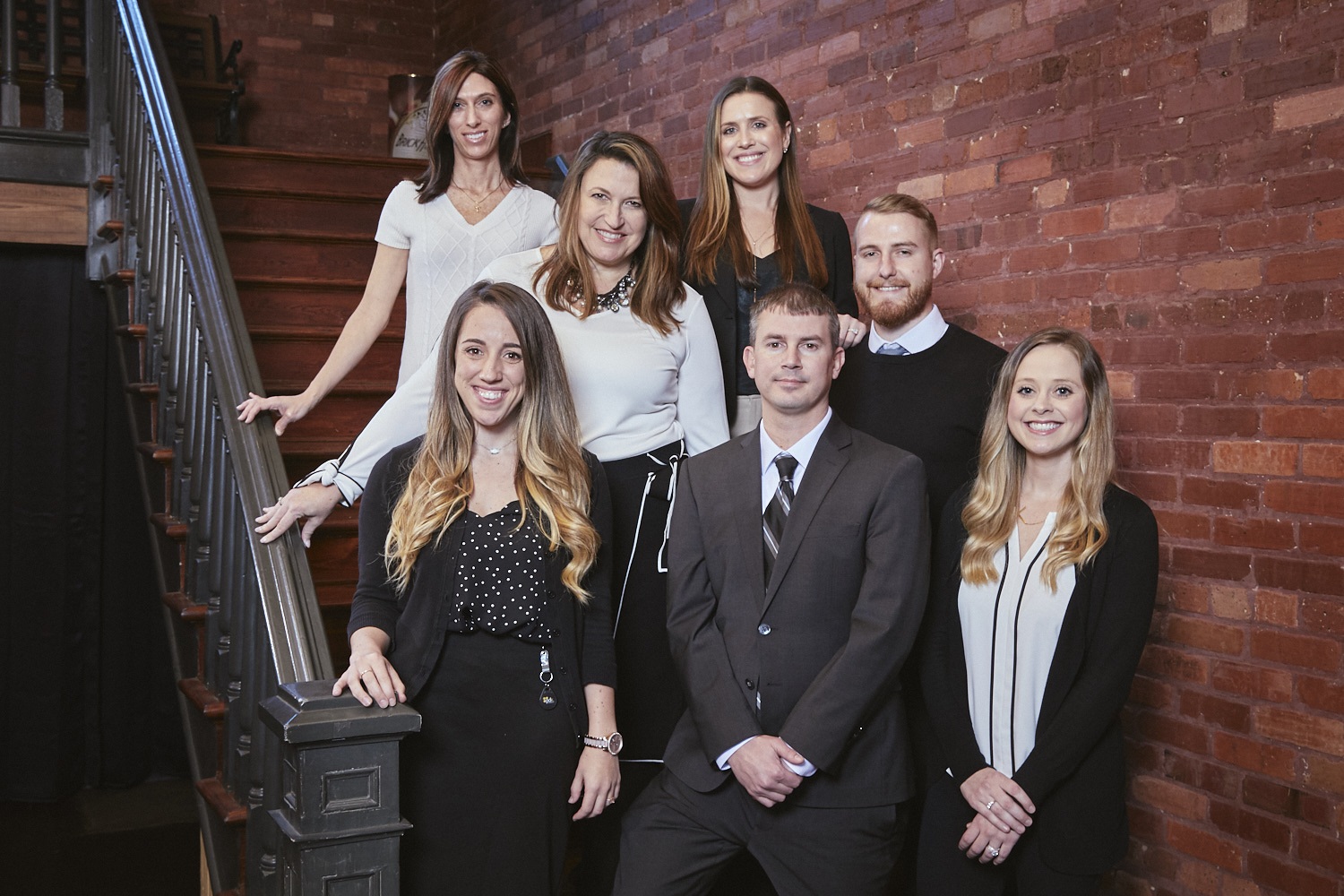 group of people on stairs